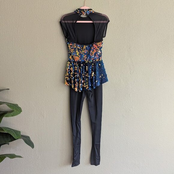 ✨ Weissman Dance Costume "Can’t Stop The Feeling!" Sequin Unitard – Child Medium - Picture 4 of 11